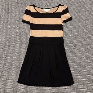 Criss Cross Black and Tan Dress